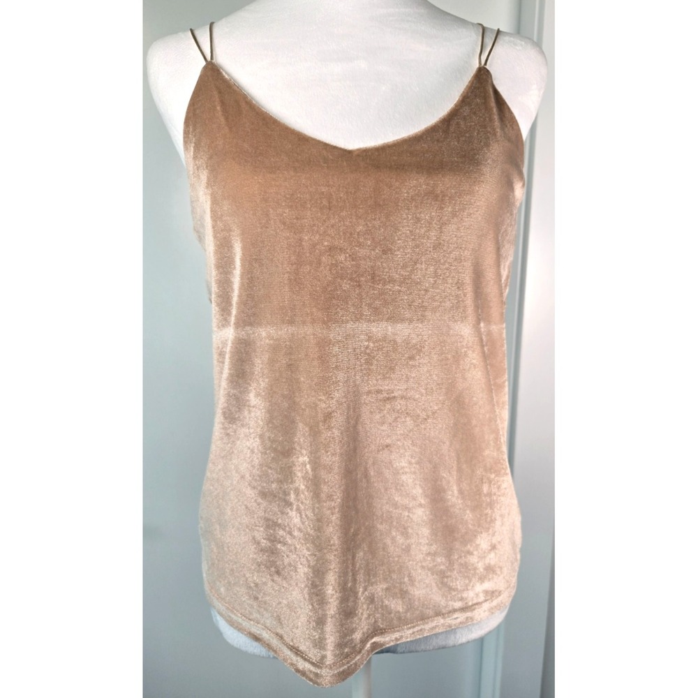 Beige Boho Velour Geometric Cutout Strap Camisole Y2K Retro Minimalist Quiet Lux